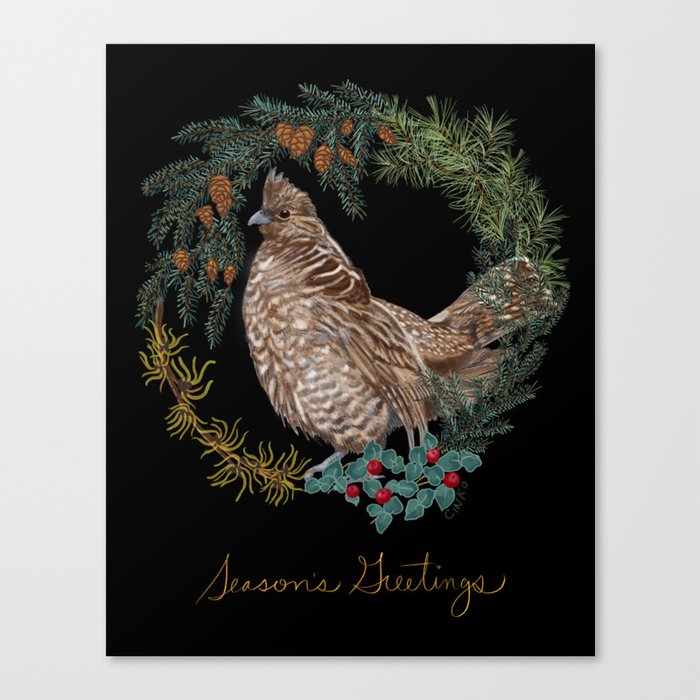 Forest Grouse "Season's Greetings" Canvas Print