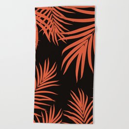 Palm Leaves Pattern Orange Vibes #1 #tropical #decor #art #society6 Beach Towel