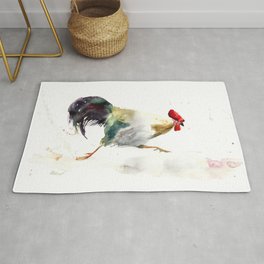 Symbol of 2017 Year, watercolor rooster, cock, cockerel Rug