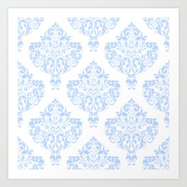Powder blue vintage damask pattern Kunstdrucke