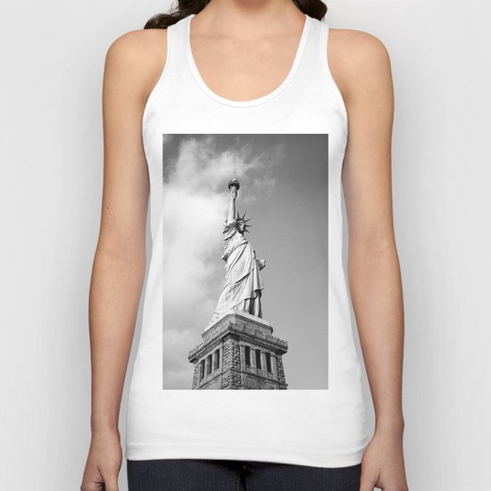 statue of liberty 4 black white Unisex Tank Top