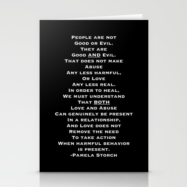 People Are Not Good or Evil Quote Stationery Cards