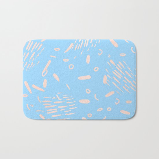 Sweet Life Memphis Peach Coral Pink + Blue Raspberry Bath Mat