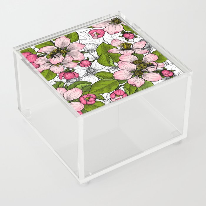 Apple blossom on white Acrylic Box