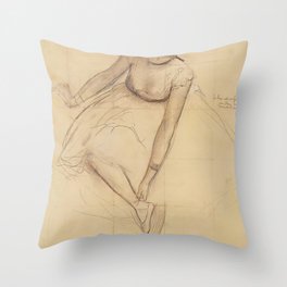 Edgar Degas' Ballet Dancer Ballerina Pencil Sketch Throw Pillow