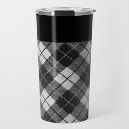 Black & White Checkered Fabric Travel Mug