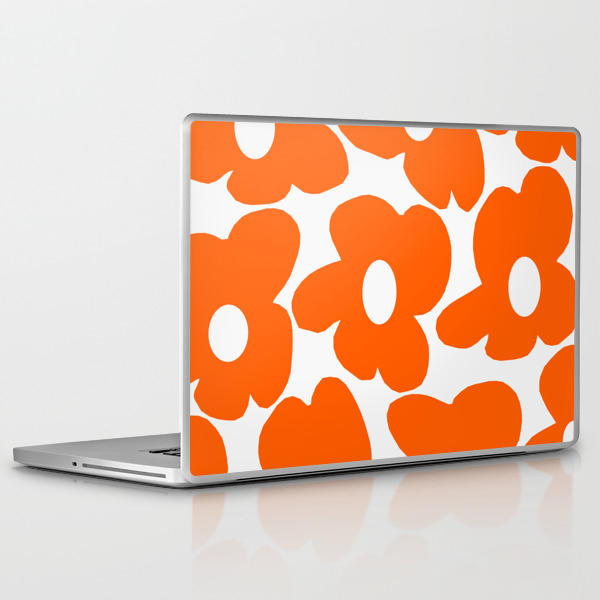 Orange Retro Flowers White Background Decor Society6 Buyart Laptop Ipad Skin By Pivivikstrm Society6 Plus, they make awesome conversation starters. society6