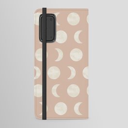 Minimal Moon Phases Geometric Pattern Blush Pink Android Wallet Case