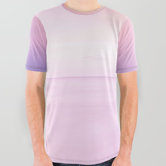Calmness in pink and blue at ocean, horizon and smooth surface All Over Graphic Tee