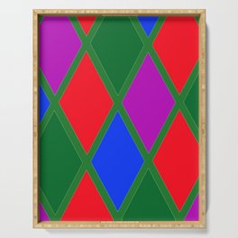 Red Green Blue and Purple Diamond Argyle Pattern  Serving Tray