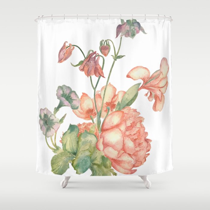 Watercolor pink bouquet arrangment Shower Curtain