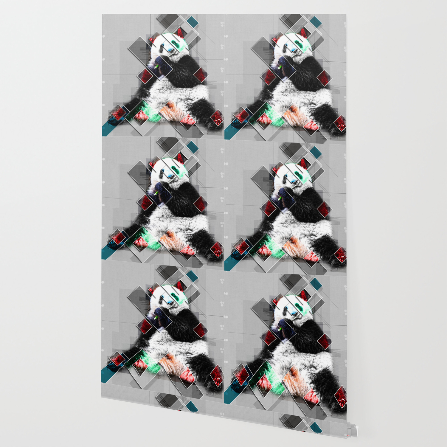 Cute Colorful Collage Panda Wallpaper By Simonegatterwe Society6
