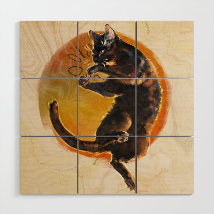 Arlo's black cat - alt version Wood Wall Art
