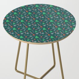 Christmas Pattern Tiny Green Red Decorative Side Table