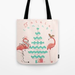 Flamingo Christmas Illustration Tote Bag