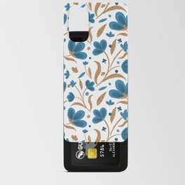 Cerulean blue and copper floral pattern Android Card Case