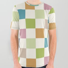Retro Colorful Checkered Pattern II All Over Graphic Tee