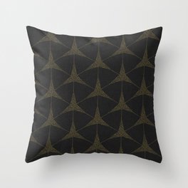 boho triangle mosaic - gold on charcoal Throw Pillow