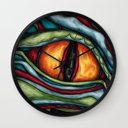 Bright dragon eye painting, fantasy art Wall Clock