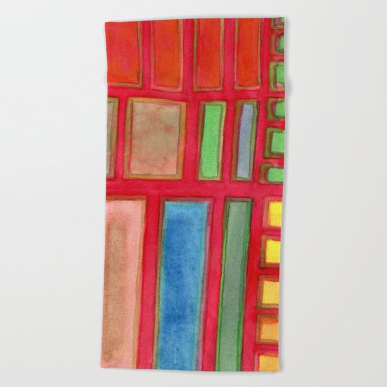 Some Chosen Rectangles orderly on Red Beach Towel