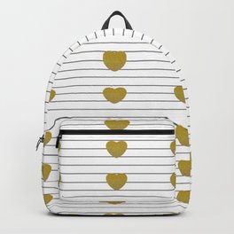 Gold Hearts and Thin Stripes Backpack