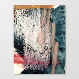 Kelly: a bold, textured, abstract mixed media piece in bright pinks, blues, and white Canvas Print