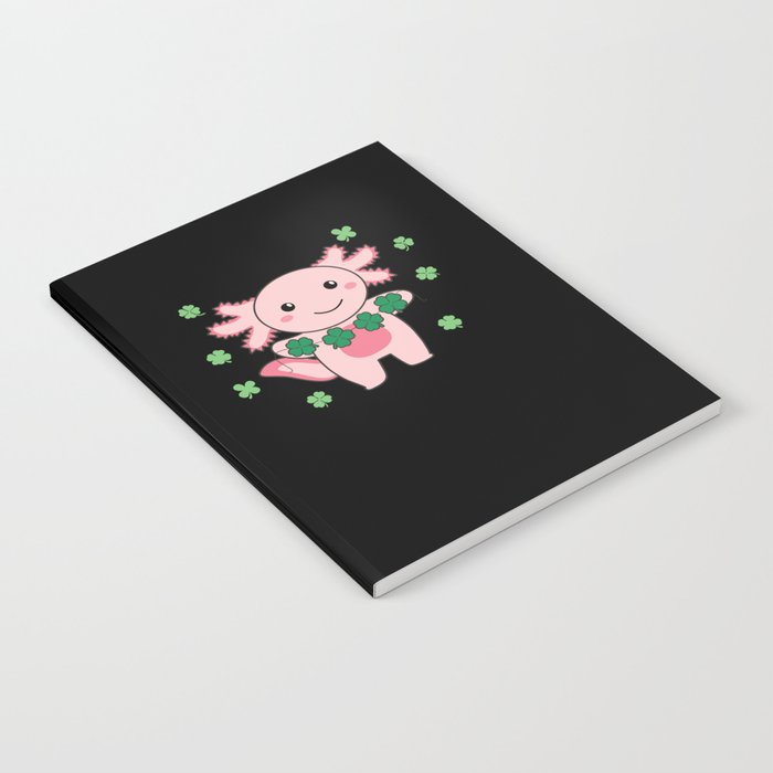 Axolotl With Shamrocks Cute Animals For Luck Notebook