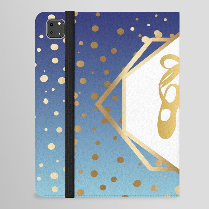 Ballet Shoes - Blue and Gold Geometric Design iPad Folio Case