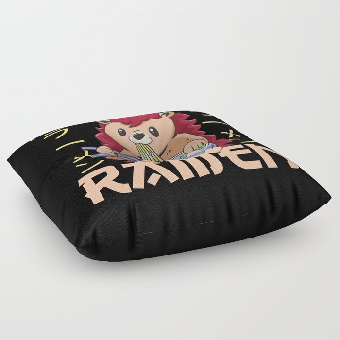 But First Ramen Sweet Hedgehog Eats Ramen Floor Pillow
