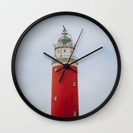 Photo of the red Lighthouse with blue skies, on the Dutch Wadden Island Texel, in the world heritage of the Waddensea | Fine Art Travel Photography |  Wall Clock
