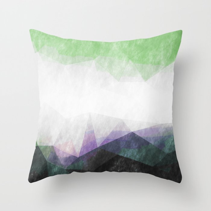On the mountains - green watercolor - triangle pattern Throw Pillow