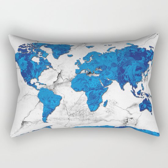 world map marble floral Rectangular Pillow