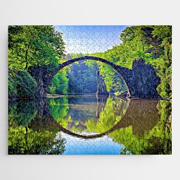 Gablenz Germany Devil's Bridge Rakotzbrucke Artistic Jigsaw Puzzle