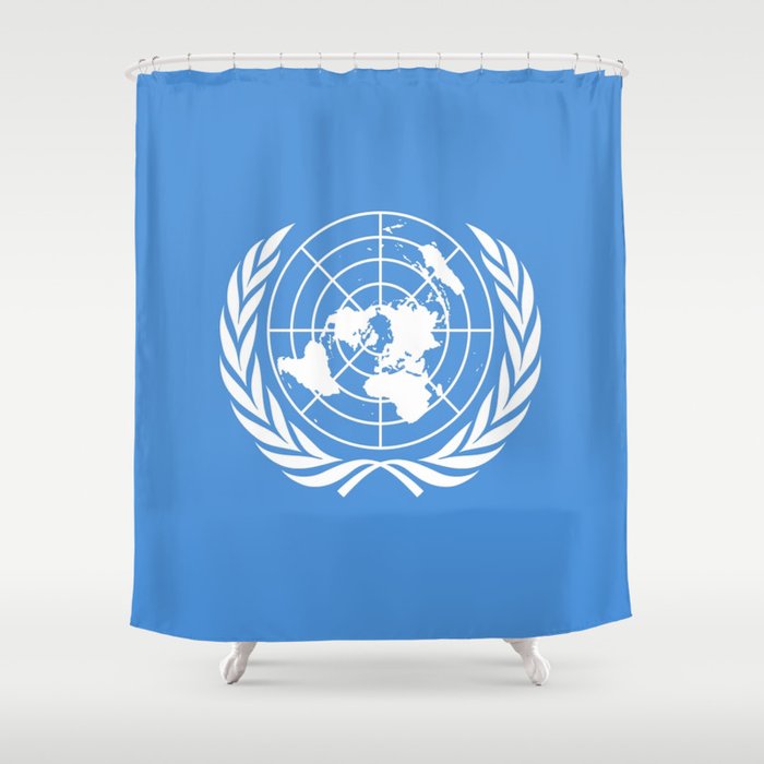 Flag on United nations -Un,World,peace,Unesco,Unicef,human rights,sky,blue,pacific,people,state,onu Shower Curtain