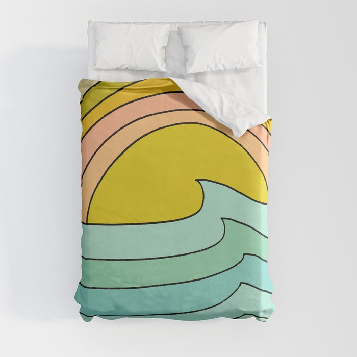 daydreams glassy swells and sunrise radiate by surfy birdy Duvet Cover