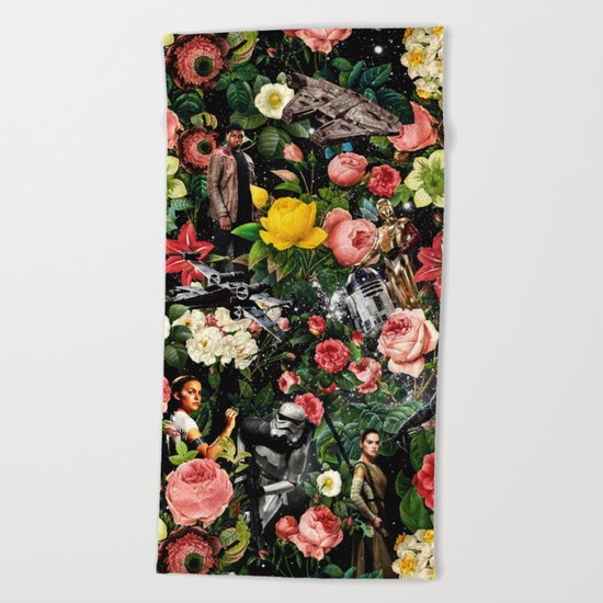 1977-2016 Starwars and Floral Pattern Beach Towel