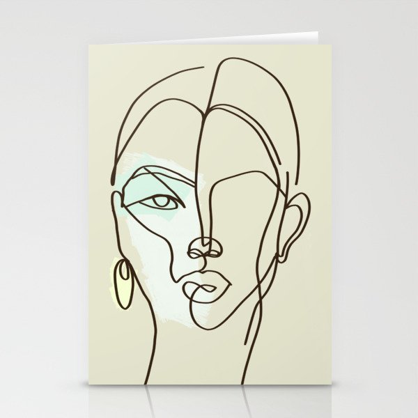 Strong Girl With Earring Stationery Cards