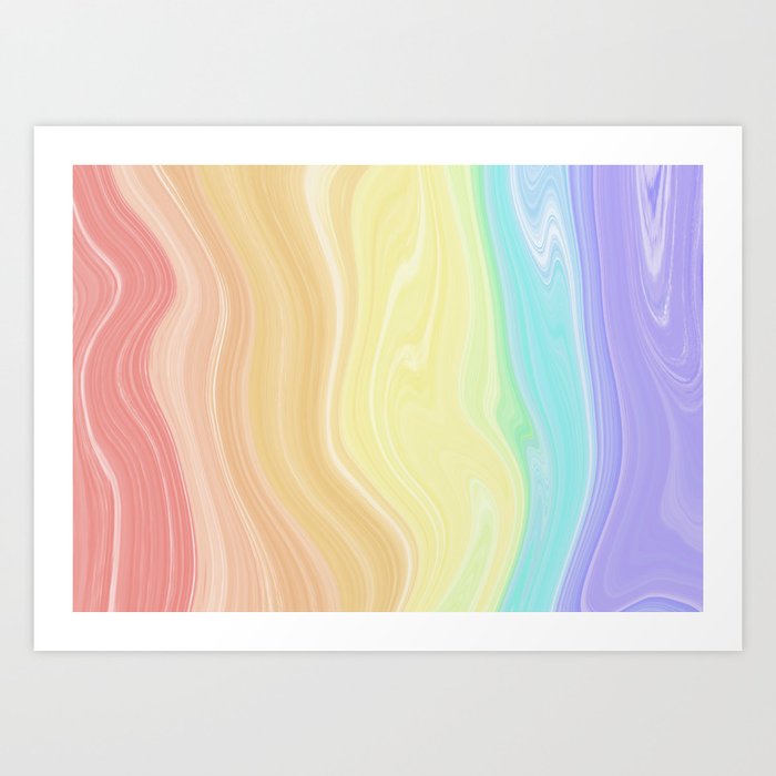 Pastel Rainbow Marble Art Print By Matterandart Society6