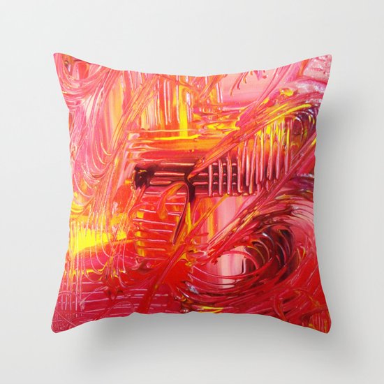 THE TANGO - BOLD Bright and Beautiful, Modern Abstract Painting Dance Home Decor Red Yellow Throw Pillow