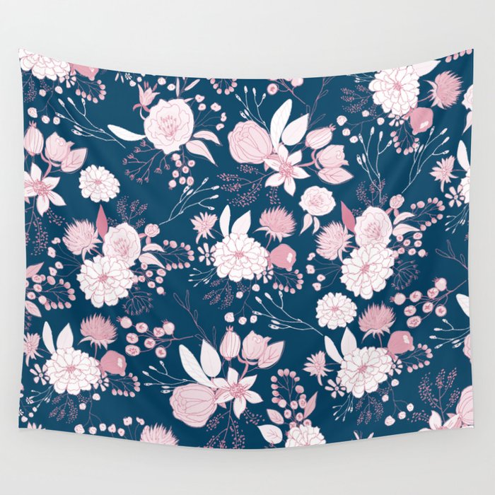 Pink floral online tapestry