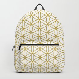 Flower of Life Pattern – Gold & White Backpack