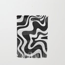 Liquid Swirl Abstract Pattern in Black and White Wall Hanging