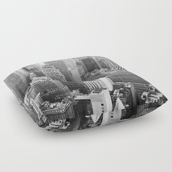 Manhattan Monochrome: Breathtaking Aerial View of New York's Iconic Skyline in Black and White Floor Pillow