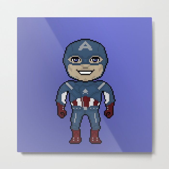 Pixelated Heroes Capt. America Super Hero Metal Print