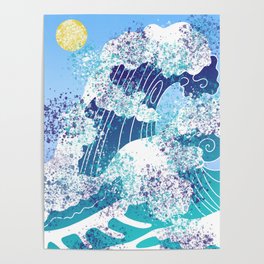 Surfing waves Poster
