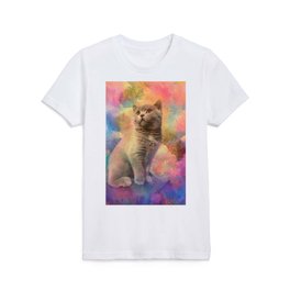 Cat on a Colorful Background Kids T Shirt