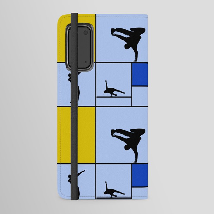 Street dancing like Piet Mondrian - orange, and blue on the light blue background Android Wallet Case