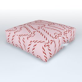 Candy Cane Hearts on bubblegum pink Outdoor Floor Cushion
