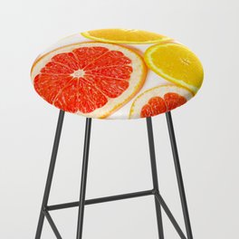 Gradient color citrus slices on white background Bar Stool