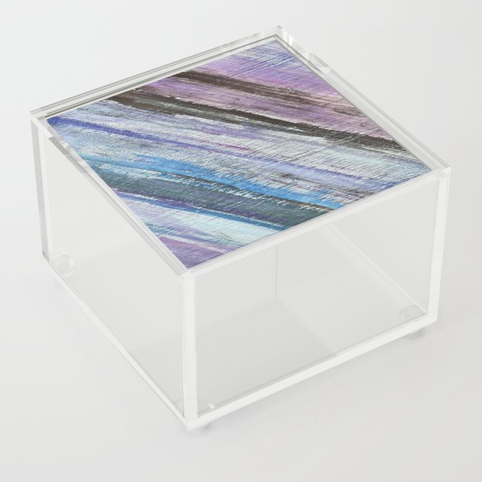 blue purple stripes on wood Acrylic Box